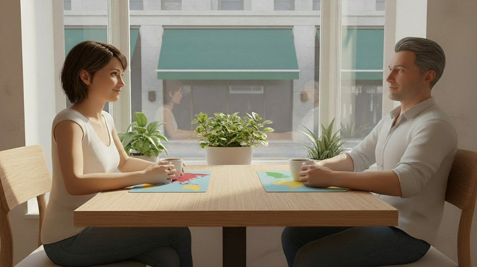 deux personnes sur une table