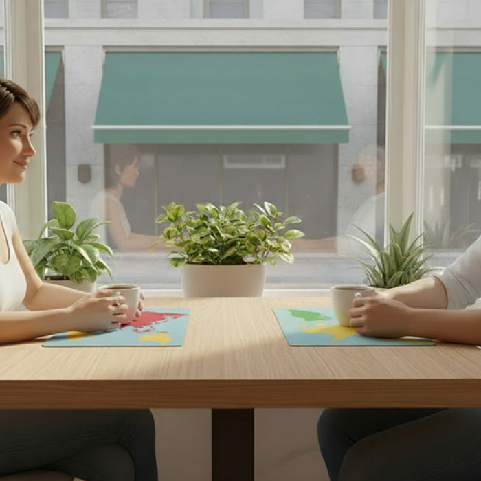 deux personnes sur une table