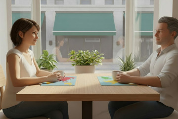 deux personnes sur une table